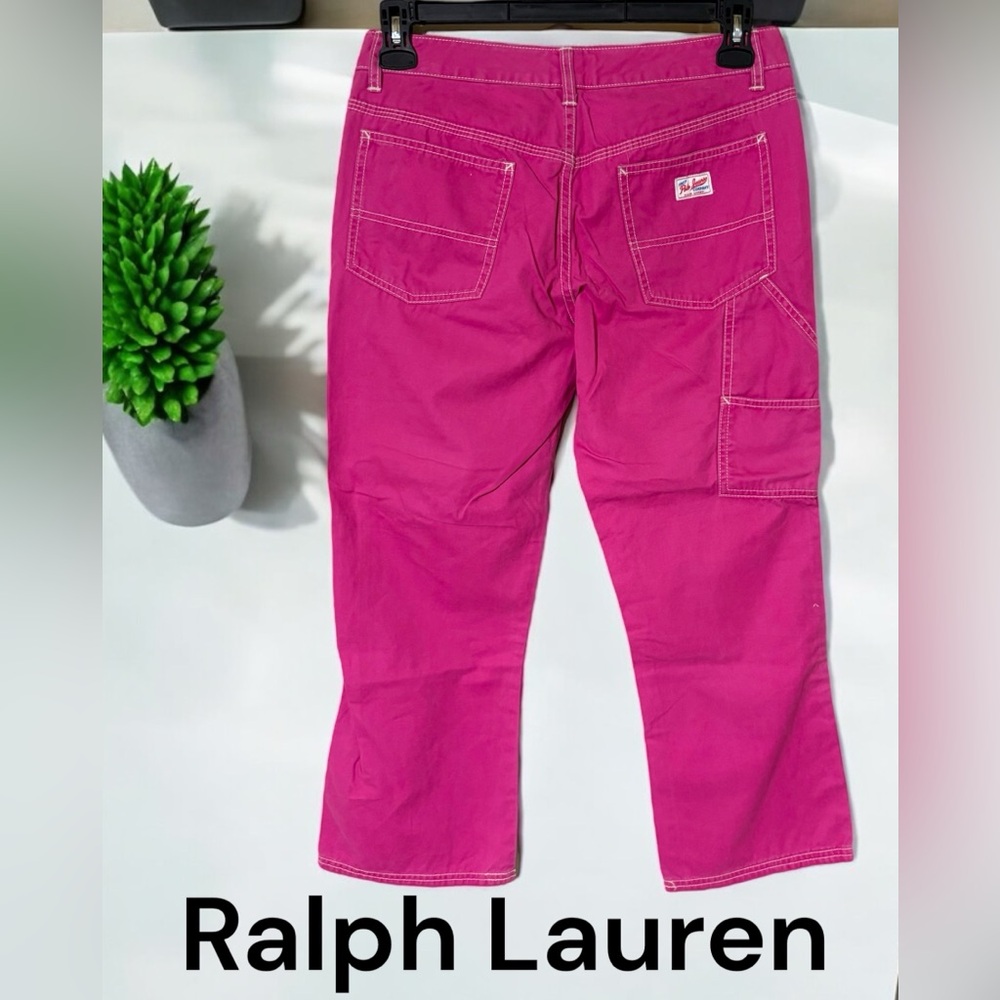 Polo Ralph Lauren Y2K Pink Carpenter Crop Pants Size 6 Cotton Excellent preowned